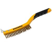 Roughneck 52-034 Brass Wire Brush Soft Grip With Scraper 355Mm (14In) - 3 Row