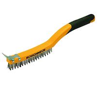 Roughneck 52-034 Brass Wire Brush Soft Grip With Scraper 355Mm (14In) - 3 Row