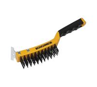 Roughneck 52-042 Carbon Steel Wire Brush Soft Grip With Scraper 300Mm (12In) - 4 Row