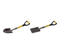 Roughneck ROU68004 Round Micro Shovel 150x690mm/6x27'', Black & ROU68006 Square Compact Shovel,Black,150x690mm/6x27“