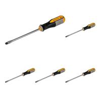 Roughneck Slotted Flared Screwdriver - Magnetic Tip, S2 Steel Blade & Soft Grip Handle - 8 x 150mm (Pack of 5)