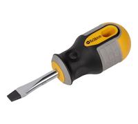Roughneck Slotted Flared Stubby Screwdriver - Magnetic Tip, S2 Steel Blade & Soft Grip Handle - 6 x 38mm