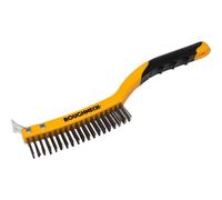Roughneck Wire Brush 52-032 - Stainless Steel, Soft Grip, With Scraper, 355mm (14in), 3-Row