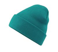 Roughtex Beanie with Envelope Made of Soft Touch Polyacrylic - Double Layer Knit - Basic Winter Hat, emerald, One Size