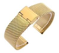 ROUHO 0.8mm Woven Mesh Watch Strap Stainless Steel Men's Replacement Watch Bracelet Compatible with Daniel Wellington-Gold 20mm
