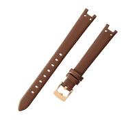 ROUHO 12 x 6mm Women's Small Dial Watch Strap Genuine Leather Watch Chain Accessories for Anne Klein-Brown + Gold Buckle