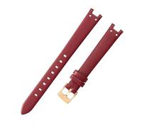 ROUHO 12 x 6mm Women's Small Dial Watch Strap Genuine Leather Watch Chain Accessories for Anne Klein-Red + Gold Buckle