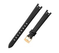 ROUHO 12 x 6mm Women's Small Dial Watch Strap Genuine Leather Watch Chain Accessories for Anne Klein-Black + Gold Buckle