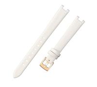 ROUHO 12 x 6mm Women's Small Dial Watch Strap Genuine Leather Watch Chain Accessories for Anne Klein-White + Gold Buckle