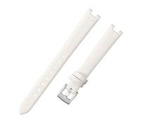 ROUHO 12 x 6mm Women's Small Dial Watch Strap Genuine Leather Watch Chain Accessories for Anne Klein-White + Silver Buckle