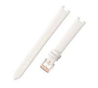 ROUHO 12 x 6mm Women's Small Dial Watch Strap Genuine Leather Watch Chain Accessories for Anne Klein-White + Rose Gold Buckle