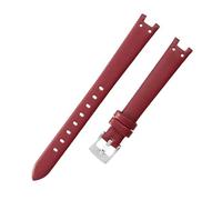 ROUHO 12 x 6mm Women's Small Dial Watch Strap Genuine Leather Watch Chain Accessories for Anne Klein-Red + Silver Buckle