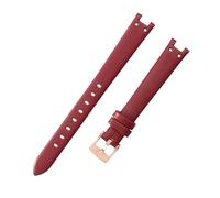 ROUHO 12 x 6mm Women's Small Dial Watch Strap Genuine Leather Watch Chain Accessories for Anne Klein-Red + Rose Gold Buckle