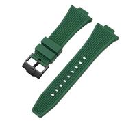 ROUHO 12mm x 26mm Convex Interface Silicone Watch Strap Soft Rubber Replacement Watch Band for Tissot PRX T137.407/410-Green + Black Buckle