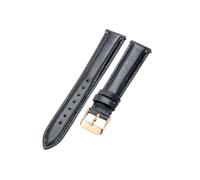 ROUHO 14mm Soft Genuine Leather Watch Strap Women's Dress Watch Replacement Band for Fossil ES5068-Blue + Rose Gold