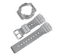 ROUHO 14mm Transparent Silicone Watchstrap Clear Rubber Watch Band Waterproof Sport Replacement Case Set for Casio BA-110 BA-111 BA-120 BA-112 BA-130 - A4