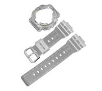 ROUHO 14mm Transparent Silicone Watchstrap Clear Rubber Watch Band Waterproof Sport Replacement Case Set for Casio BA-110 BA-111 BA-120 BA-112 BA-130 - A3