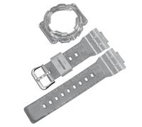 ROUHO 14mm Transparent Silicone Watchstrap Clear Rubber Watch Band Waterproof Sport Replacement Case Set for Casio BA-110 BA-111 BA-120 BA-112 BA-130 - A2