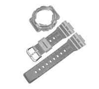 ROUHO 14mm Transparent Silicone Watchstrap Clear Rubber Watch Band Waterproof Sport Replacement Case Set for Casio BA-110 BA-111 BA-120 BA-112 BA-130 - A5