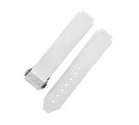 ROUHO 15mm x 21mm Silicone Wristband Waterproof Rubber Bracelet Strap Stainless Steel Deployment Clasp Soft for Hublot D2