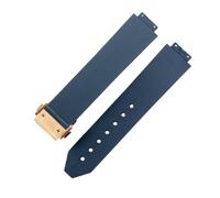 ROUHO 15mm x 21mm Silicone Wristband Waterproof Rubber Bracelet Strap Stainless Steel Deployment Clasp Soft for Hublot B3