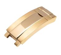 ROUHO 16 x 9mm Stainless Steel Glide Lock Watch Buckle - Watch Strap Replacement Clasp for Rolex Datejust Submariner Oyster Deepsea-Gold