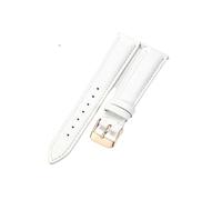 ROUHO 16mm Comfortable Leather Ladies Watch Band, Flexible & Lightweight Watch Strap for Fossil ES3913-White + Rose Gold