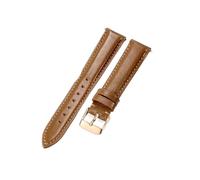 ROUHO 16mm Comfortable Leather Ladies Watch Band, Flexible & Lightweight Watch Strap for Fossil ES3913-Light Brown + Rose Gold