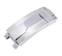 ROUHO 16mm Slide Lock Watch Buckle, Stainless Steel Deployment Watch Clasp Replacement Parts for Rolex Submariner-Polished Silver