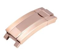 ROUHO 16mm Stainless Steel Deployment Watch Buckle Watchband Glide Lock Clasp for Rolex Datejust Submariner Oyster Deepsea-Rose Gold