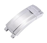 ROUHO 16mm Stainless Steel Deployment Watch Buckle Watchband Glide Lock Clasp for Rolex Daytona GMT-Master II Yacht-Master-Matte Silver