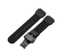 ROUHO 18 x 25mm Replacement Sport Watch Band Notched Connector Woven Nylon Watch Strap for Casio AE-1200WH SGW-300 AQ-S810W-Black with Black Deployment Buckle