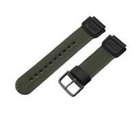 ROUHO 18 x 25mm Replacement Sport Watch Band Notched Connector Woven Nylon Watch Strap for Casio AE-1200WH SGW-300 AQ-S810W-Green with Black Pin Buckle