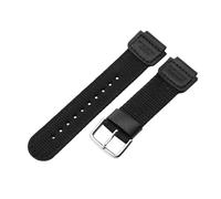 ROUHO 18 x 25mm Replacement Sport Watch Band Notched Connector Woven Nylon Watch Strap for Casio AE-1200WH SGW-300 AQ-S810W-Black with Silver Pin Buckle