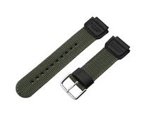 ROUHO 18 x 25mm Replacement Sport Watch Band Notched Connector Woven Nylon Watch Strap for Casio AE-1200WH SGW-300 AQ-S810W-Green with Silver Pin Buckle