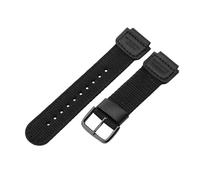 ROUHO 18 x 25mm Replacement Sport Watch Band Notched Connector Woven Nylon Watch Strap for Casio AE-1200WH SGW-300 AQ-S810W-Black with Black Pin Buckle