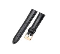 ROUHO 18mm Durable Genuine Leather Watch Band Classic Replacement Women's Watch Strap for Fossil ES3615 ES4286 ES4113 ES3838 BQ3064-Black + Rose Gold