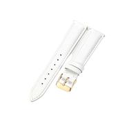 ROUHO 18mm Durable Genuine Leather Watch Band Classic Replacement Women's Watch Strap for Fossil ES3615 ES4286 ES4113 ES3838 BQ3064-White + Gold