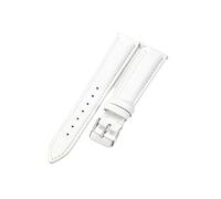 ROUHO 18mm Durable Genuine Leather Watch Band Classic Replacement Women's Watch Strap for Fossil ES3615 ES4286 ES4113 ES3838 BQ3064-White + Silver