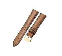 ROUHO 18mm Durable Genuine Leather Watch Band Classic Replacement Women's Watch Strap for Fossil ES3615 ES4286 ES4113 ES3838 BQ3064-Black Brown + Gold
