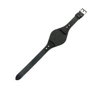 ROUHO 18mm Genuine Retro Leather Watch Band with Buckle Durable Replacement Watch Strap for Fossil ES4113 ES4114 ES3616 ES3625-Black 1 + Silver Buckle