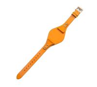 ROUHO 18mm Genuine Retro Leather Watch Band with Buckle Durable Replacement Watch Strap for Fossil ES4113 ES4114 ES3616 ES3625-Yellow + Rose Gold Buckle