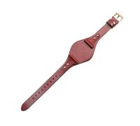 ROUHO 18mm Genuine Retro Leather Watch Band with Buckle Durable Replacement Watch Strap for Fossil ES4113 ES4114 ES3616 ES3625-Red + Rose Gold Buckle