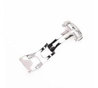 ROUHO 18mm Stainless Steel Deployment Watch Buckle Leahter Nylon Watch Strap Buckle Accessories for OM-EGA SEAMASTER SPEEDMASTER-Silver
