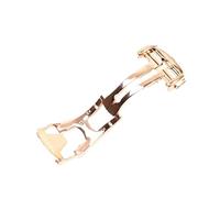 ROUHO 18mm Stainless Steel Deployment Watch Buckle Leahter Nylon Watch Strap Buckle Accessories for OM-EGA SEAMASTER SPEEDMASTER-Rose Gold