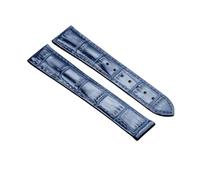 ROUHO 19mm 20mm 21mm 22mm Genuine Leather Watchstrap Alligator Grain Calfskin Watch Band Deployment Clasp for Omega Speedmaster - Blue 21mm