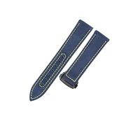 ROUHO 19mm Durable Padded Canvas Watch Strap 38mm Dial Genuine Leather Watch Band for Omega Aqua Terra 220.10.38.20.03.001-Blue Yellow + Black