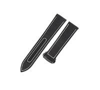 ROUHO 19mm Durable Padded Canvas Watch Strap 38mm Dial Genuine Leather Watch Band for Omega Aqua Terra 220.10.38.20.03.001-Black White + Black