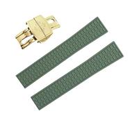 ROUHO 19mm Silicone Rubber Adjustable Watch Strap, Men's Sports Watch Bracelet for Patek Philippe Aquanaut 5067A-001-Green + Gold Buckle