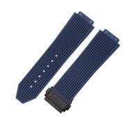 ROUHO 19mm x 26mm Rubber Watch Strap Waterproof Soft Replacement Soft Replacement Wristband Wristband for HUBLOT Big Bang-Blue + Black